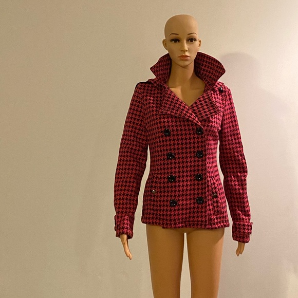 Pink and Black Hooded Coat - Picture 2 of 2